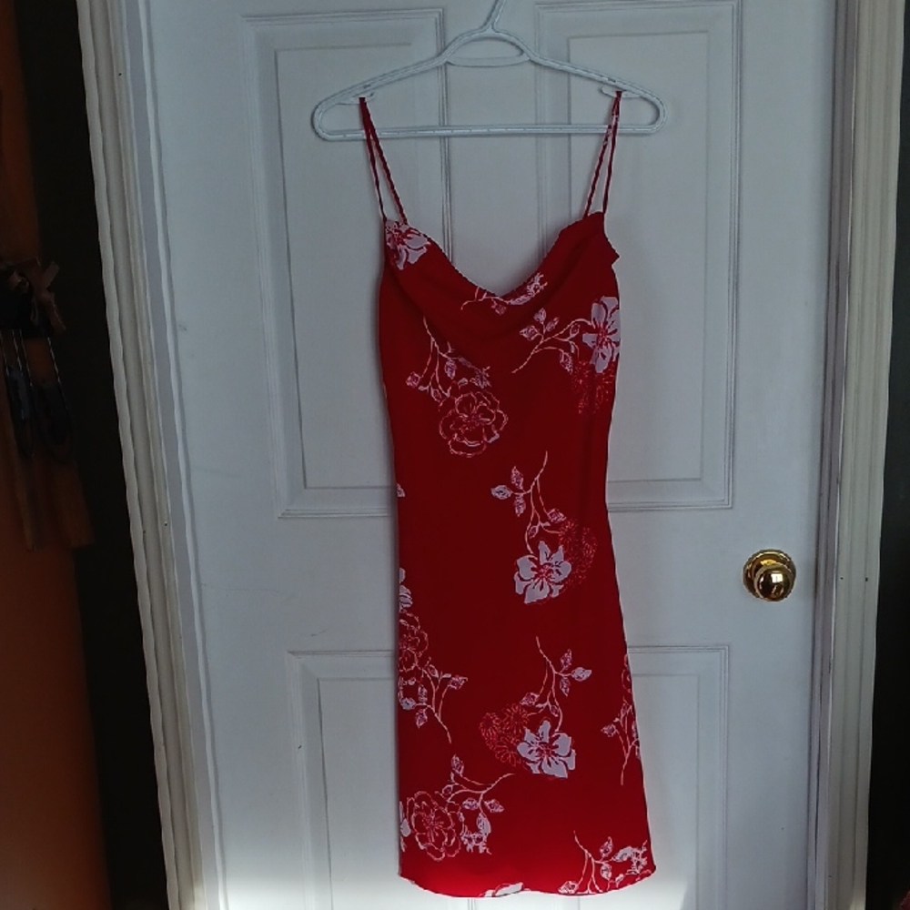 Red Floral Slip Dress